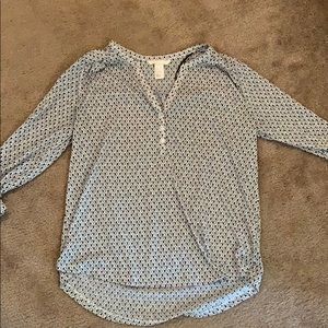 H&M navy and white patterned blouse!